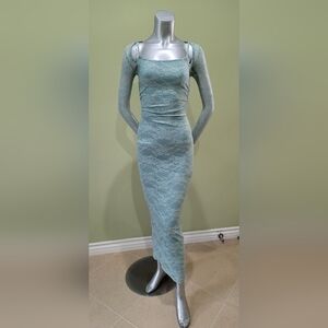 Elegant Lace Bodycon Dress in Light Blue